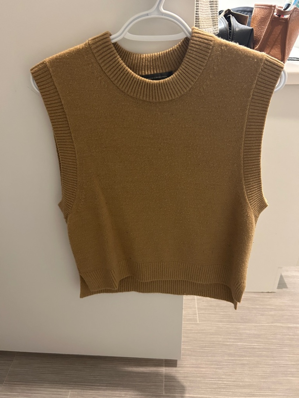 French Connection Ribbed Knit Tank in Mustard Brown